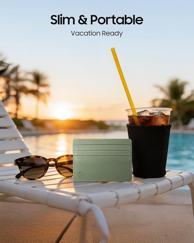 FINTIE Slim Minimalist Front Pocket Wallet RFID Blocking Credit Card Holder | Card Cases with ID Window for Men Women, Sage Green - Image 6