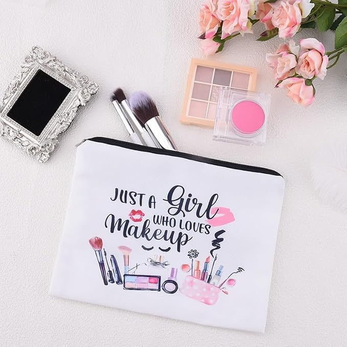 Sisadodo Makeup Tool Storage Bag for Women Just A Girl Who Loves Makeup Bag with Zipper Cosmetic Bags for Makeup Artist Toiletry Bag Make Up Case for Girls Make Up Lover Bags Pouch for Travel - Image 4