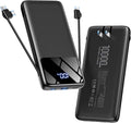 Portable Charger 10000mAh Power Bank with Built-in Cables and Wall Plug | Slim Fast Charging USB-C Battery Pack, LED Display Travel Essential Portable Phone Charger for Cell Phones(Black) by Zmmyuluo