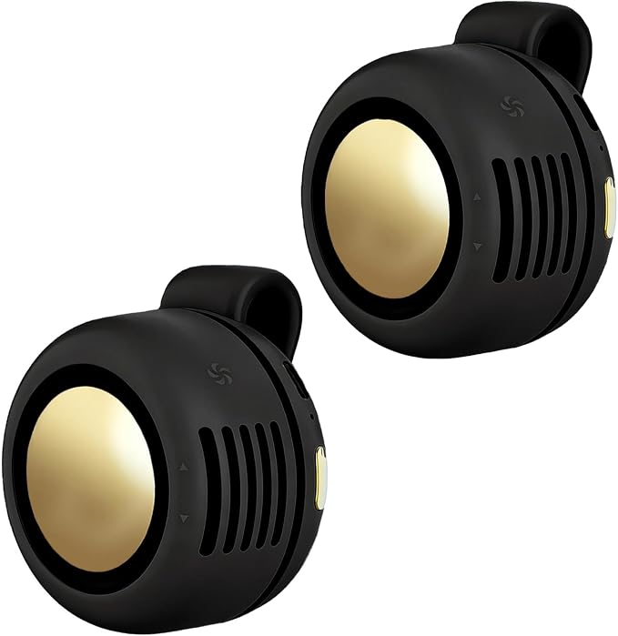 Portable Clip-On Fan, Mini USB Rechargeable 360° Rotatable Fan, Personal Fan 3-Speed Silent Mini Bladeless Fans (2 pack(Black+Black)) by Ahuccf