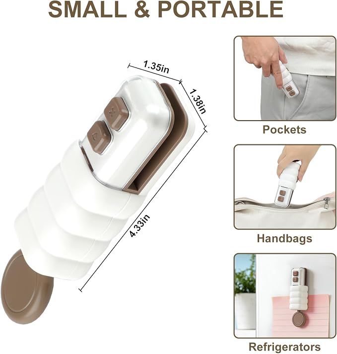 4 in 1 Mini Bag Sealer, Upgraded Mini Bag Sealer with Cutter and Magnet, USB C Rechargeable Chip Bag Sealer for Plastic Snack Bags, Bag Sealer Handheld for Food & Kitchen Storage (White) - Image 2