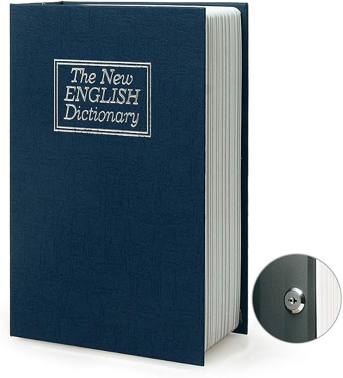 Diversion Book Safe Storage Box (9.5"×6"×2.2"), Dictionary Secret Safe Can with Security Key Lock, Diversion Book Hidden Safe (Blue dictionary,Key) by PACOLO