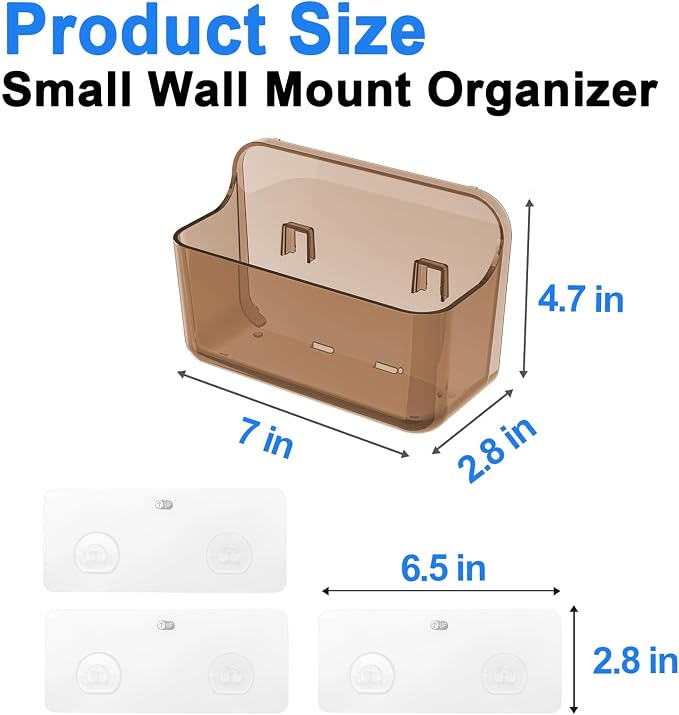 Wall Mount Organizer, 2Pc Small Adhesive Cabinet Door Organizer | Bathroom Shelf for Wall,No Drilling Hang Adhesive Shelf, with Self Adhesive Tapes, for Bathroom, Kitchen, Living Room - Amber - Image 2