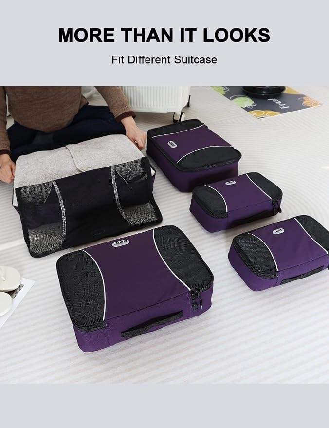 GOX Ultra Light 5 piece Packing Cubes Travel Luggage Organizer 1 Large 2 Medium 2 Small - Image 5
