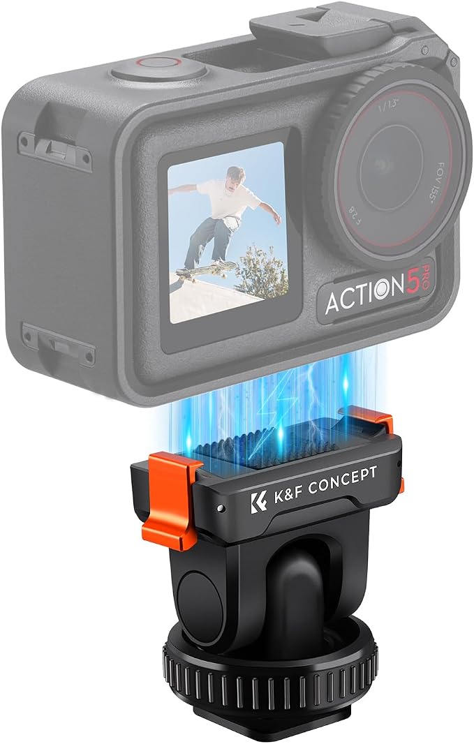 K&F CONCEPT Cold Shoe Magnetic Quick Mount Holder for Osmo Action 4/5 Pro | Tripod Mount, Hot Shoe Camera Adapter with 1/4" Screw Hole for Osmo Action 3/4 DSLR Photography Accessories, PP18 - Image 2