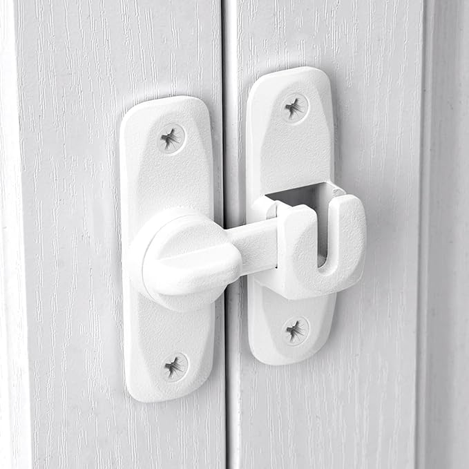 Matte White Barn Door Latches,90/180 Degree Gate Lock_B | Zinc Alloy Right Angle Door Lock Latch,Flip Gate Latches,Sliding Door Latch Lock,for Cabinets,Fence Gates,Pet Cage - Image 5