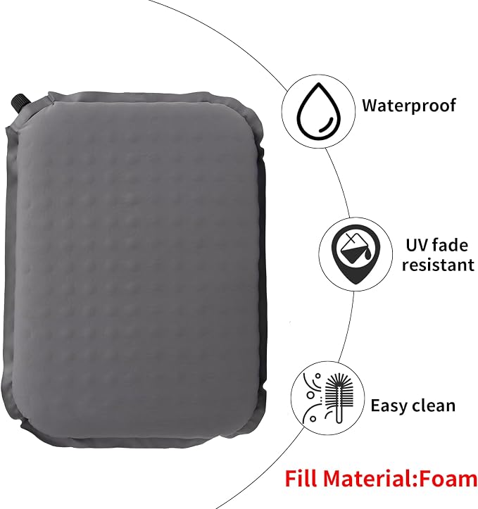 Portable Self-Inflating Seat Cushion, Memory Foam, Travel Airplane Seat Cushion, Suitable for Long Flights, Camping, Stadiums, Offices, Cars & Backpacking - Image 2