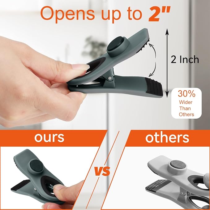 Chip Clips, Magnetic Bag Clips with Air Tight Seal for Food Storage, 12 Pieces, Neutral Color - Image 4