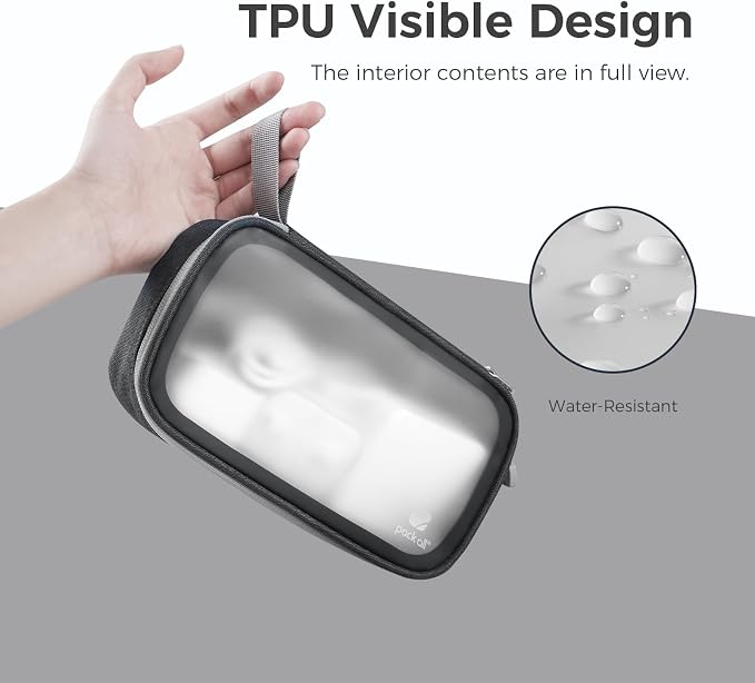 pack all Clear Electronic Organizer, Compact TPU Cable Organizer Bag | Portable & Lightweight, Water-resistant, Smooth Zipper, Travel Tech Pouch for Chargers, Phones, USB Cords, Black - Image 3