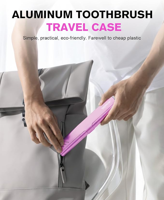 Toothbrush Case Cover for Traveling, Aluminum Toothbrush Holder for Manual Toothbrush + Mini Toothpaste, Portable Tooth Brush Storage Box for Camping Business Trip-Pink (1 Pack) - Image 4