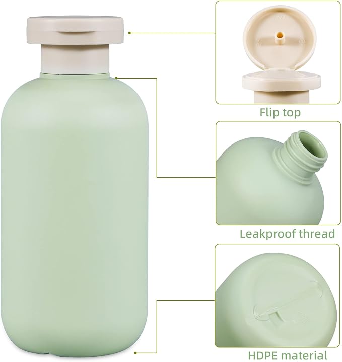 6.8oz Squeeze Bottles with Flip Cap, Refillable Plastic Travel Bottles for Creams, Lotion, Shampoo, Conditioner (2 Pcs) - Image 3