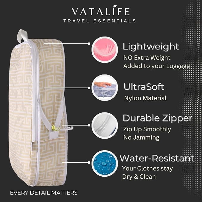 Space Saving Compression Packing Cubes for Kids & Women, Organizer Bags for Kids & Adults, Diaper Bag Organizer Pouch Set, Packing Cubes for Travel 3pc Set - Beige - Image 7