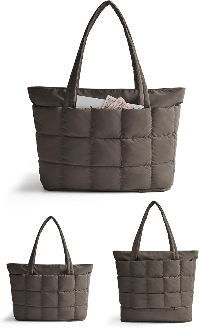 BAGSMART Expandable Tote Bag for Women, Puffer Work Tote Travel Bag | Quilted Carry On Bag for Travel Work Gym College, Waterproof Travel essentials - Image 7