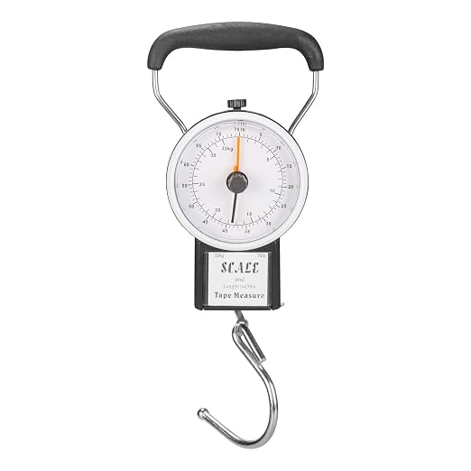 Manual Luggage Suitcase Scale with Built-in Tape Measure Weighs Bags to 75lbs.- Up to 39" Long - Black-One Size by AMBSS+SYS