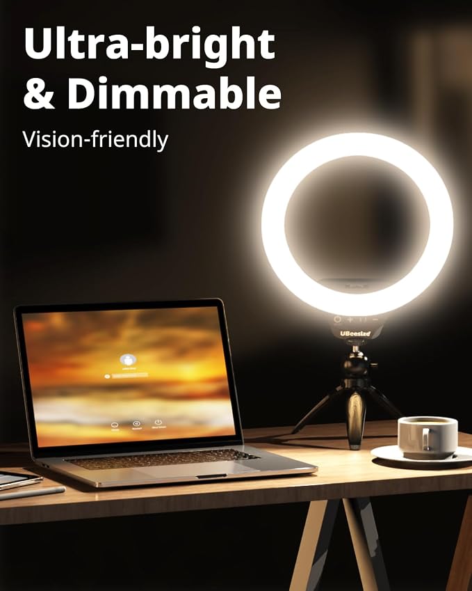 UBeesize 12" Desk Ring Light with Stand & Phone Holder - Adjustable Studio Light for Photography，Zoom Meetings, YouTube, TikTok, Live Streaming - Image 4