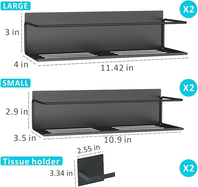 Magnetic Spice Rack For Refrigerator, Magnetic Fridge Shelf For Kitchen, Magnetic Shelf For Fridge Space Saving Black 4 Pack With Magnetic Paper Towel Holder - Image 2