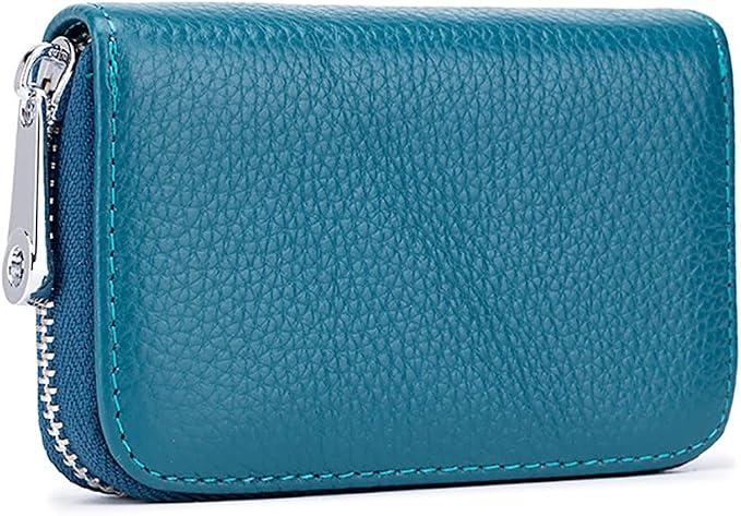 RFID Credit Card Holder Genuine Leather Credit Card Wallet with Zipper | RFID by EASTNIGHTS