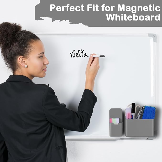KITANIS Magnetic Pen Holder,2 Pack Magnetic Dry Erase Marker Holder with Generous Compartments,Strong Magnet Storage Marker Pen Pencil Organizer for Refrigerator,Whiteboard,Locker Accessories - Image 5