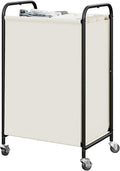GRANNY SAYS Laundry Hamper, Large Cart with Wheels and Handles, Beige, 110L | Heavy Duty Metal Frame, Silent Rolling Basket for Clothes in Bedroom, Bathroom, Dorm by GRANNYSAYS
