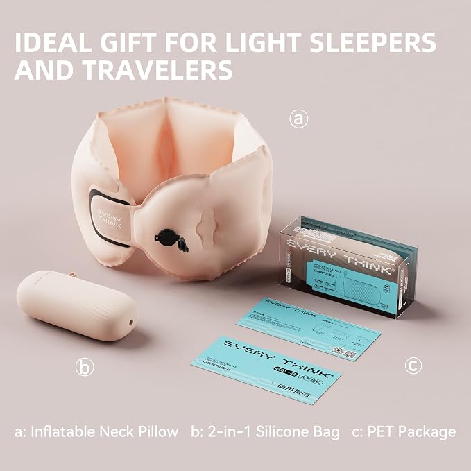 Inflatable Travel Pillow - Travel Pillow for Long Flight, Inflatable Neck Pillow for Traveling, Pocket Blow Up Pillow for Airplane, Bus, Train, Car, Office, Home (Pink) - Image 8