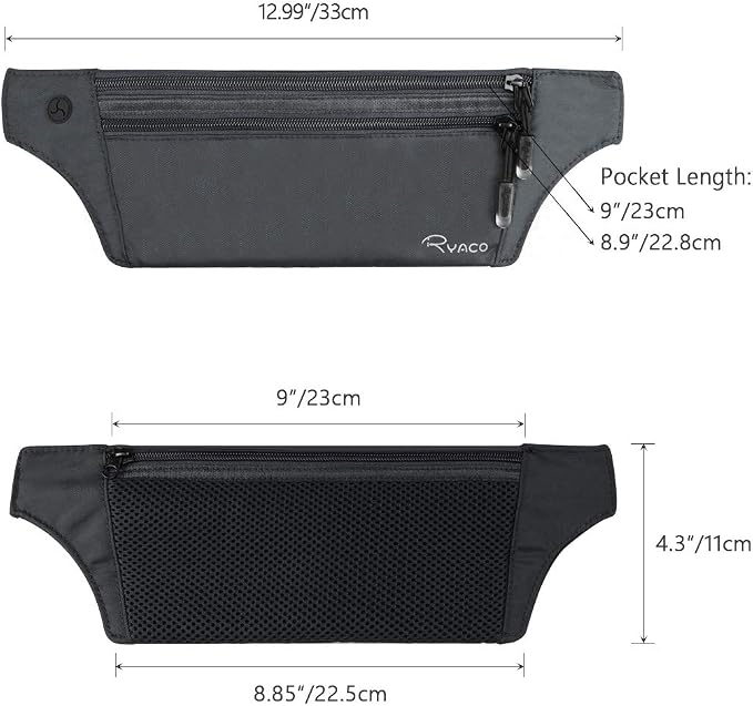 Ryaco Money Belt, Slim Passport Holder RFID Blocking Hidden Wallet Travel Essentials Pouch for Women Men With Adjustable Strap Waist Bag to Protect Cash, Credit Cards and Documents - Image 5