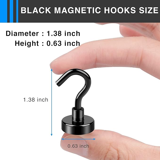 LOVIMAG Magnetic Hooks, Cruise Essentials 2026, 25 Pack-30LBS | Heavy Duty Strong Magnet Hook for Cruise Cabin, Refrigerator Fridge, Ship, Classroom, Kitchen Grills, Black - Image 2