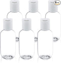 TRENDBOX 60ml / 2oz Empty Plastic Refillable Essentials Bottles with Disc Top Flip Cap - 6 Pack by TRENDBOX
