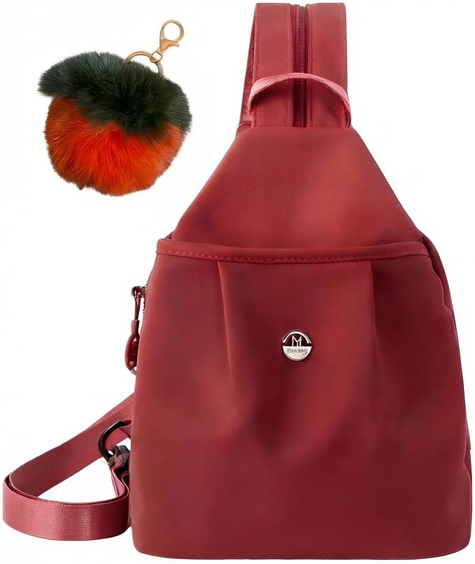 Waterproof 2-Way Mini Commuter Bag, Multi-Compartment Oxford Small Backpack, For Women, Collegeman, Commuter, Travel with Anti-Theft,Three in One Multifunctional Convertible Design (Orange) by Unknown