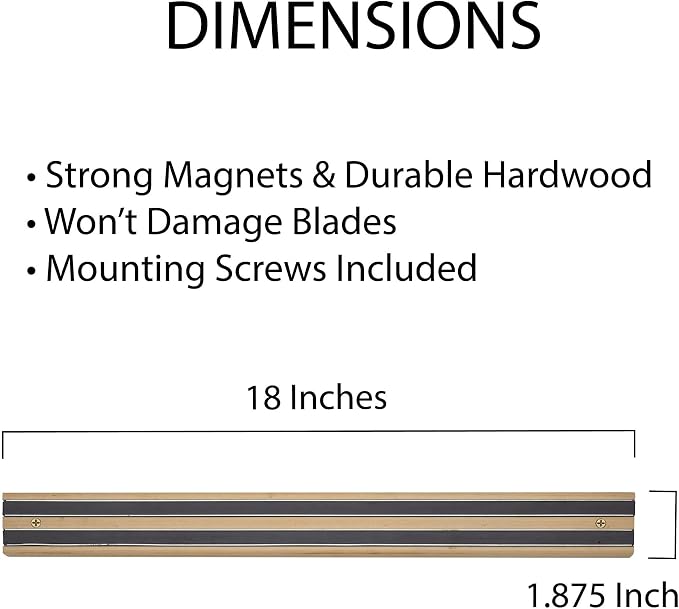 HIC Kitchen Magnetic Knife Holder and Tool Storage Bar, Wood, 18-Inch - Image 6