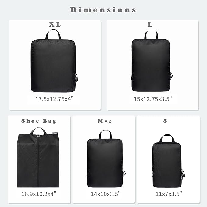BAGAIL 6 Set Ultralight Compression Packing Cubes Packing Organizer for Travel Accessories Luggage Suitcase Backpack - Image 2