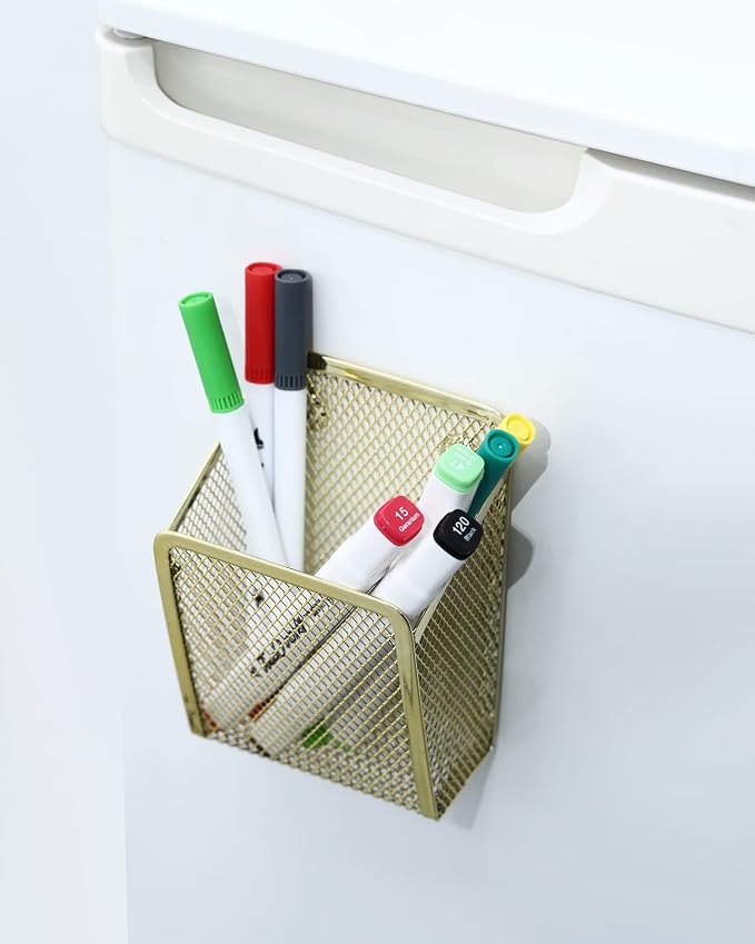 Magnetic Pencil Holder,Mesh Stainless Steel Pen Basket, Metal Writing Utensil Storage Organizer for Whiteboard,Blackboard,Kitchen, Locker, Home, or Office | Metal Writing Utensil Storage Organizer for Whiteboard,Blackboard,Kitchen, Locker, Home, or Office - Image 6