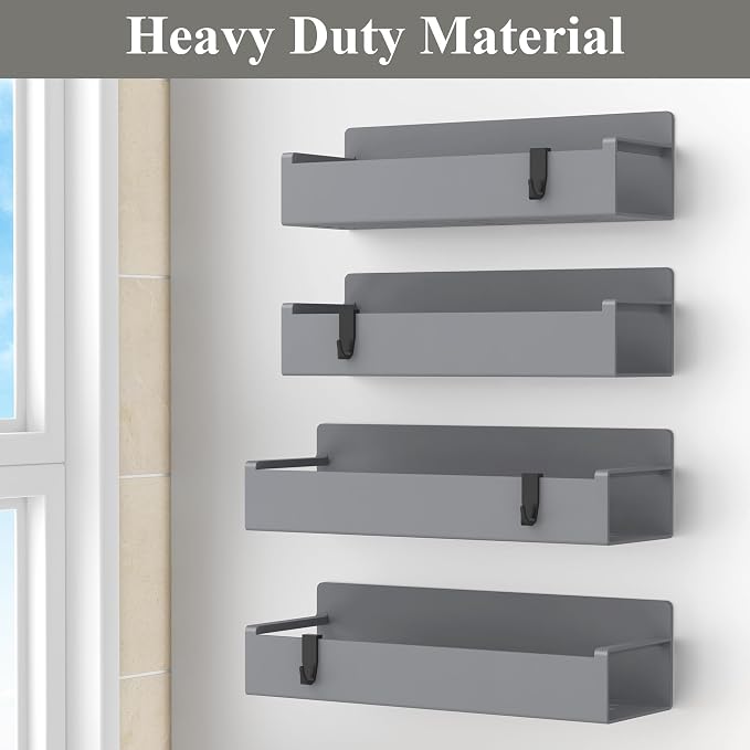 HuggieGems 4 Pack Magnetic Spice Rack Organizer for Refrigerator and Oven, Dark Grey Fridge Organizers and Storage for Kitchen - Image 4