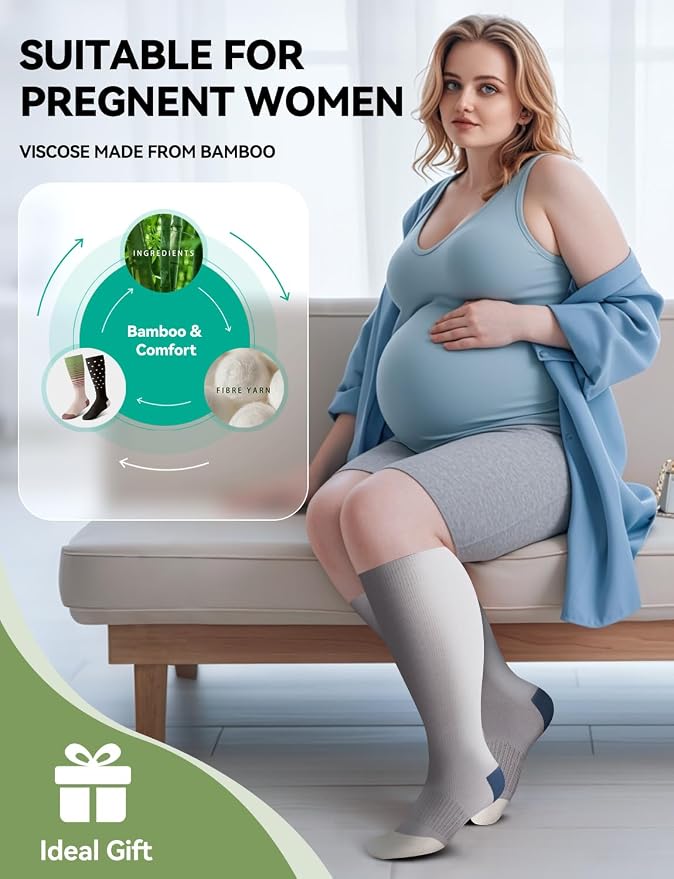 Plus Size Compression Socks for Women & Men Wide Calf, 20-30mmhg Knee High Stockings for Pregnancy, Nurse, Travel - Image 7