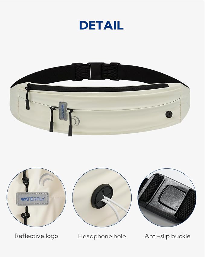WATERFLY Running Belt Fanny Pack:Phone Holder Belt for Men Women | Lightweight, Soft and breathable fabric,SBS zipper, adjustable waist belt, Zero bounce, Suitable for running workout Fitness - Image 5