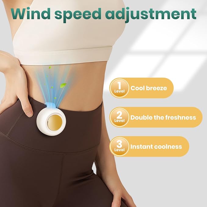 Portable Silent Mini Bladeless Electric Fan Clip on Small Bladeless Clip On Fan for Shirt,2025 New Adjustable 3-Speed Suspended Waist Fans, For Outdoor & Travel & Office, Travel Accessories - Image 2