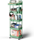 Sorgion 5 Tier Rolling Cart Organizer,Bathroom Cart Organizers with Wheels Laundry Room Organization Mobile Shelving Unit Utility Cart Storage Shelves Multi-Functional for Office, Home(Green) by Sorgion