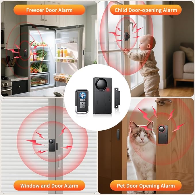 WSDCAM 110dB Door Alarm with Remote, Wireless Anti-Theft When Opened, Door Bells Chimes, Magnetic Security Alarms for Door, Window, Cabinet, Pool Safety for Kids, Alzheimer's Care Black - Image 7