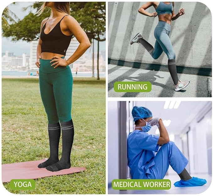 LEVSOX Viscose Made from Bamboo Compression Socks for Pregnant Women 20-30 mmHg Knee High Cute Mens Supports Socks for Travel - Image 6