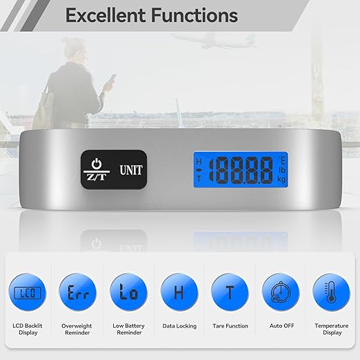Luggage Scale Dr.meter 2 Pack Travel Essential Digital Luggage Weight Scale | 110lb/50kg Portable Handheld Scale with Rubber Paint, Temperature Sensor, Battery Included - Image 2