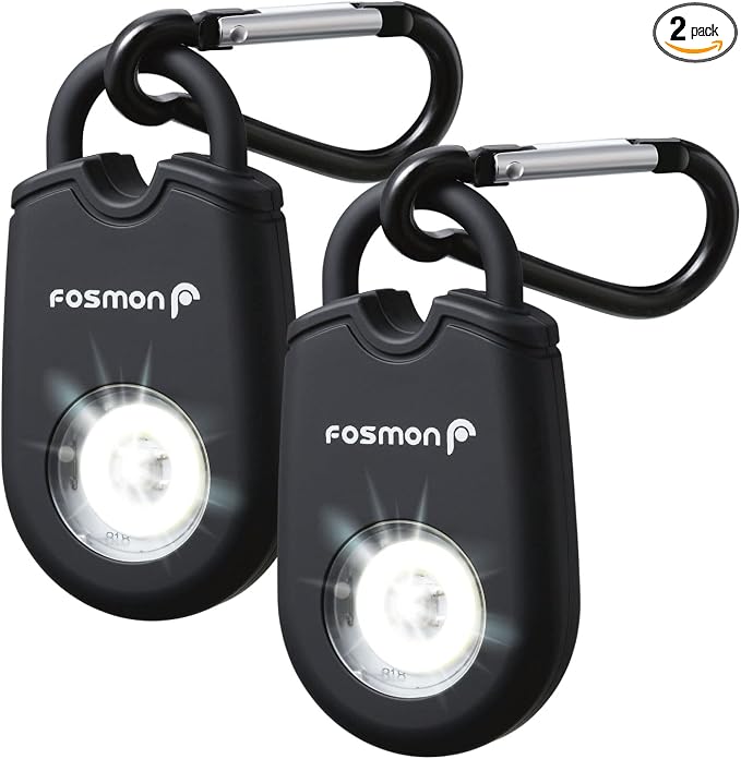 Fosmon Personal Alarm, Self Defense Keychain Security Siren, 2 Pack | 125dB Safety Siren, Strobe Light LED Flashlight, Carabiner Clip, SOS Emergency Alert for Women Kids Elderly by Fosmon