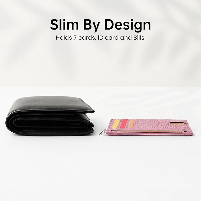 Mayski Slim Wallet, Credit Card Holder for Women, Minimalist Front Pocket RFID Blocking Card Cases, Small Wallet Women Men(Litchi Pink) - Image 7