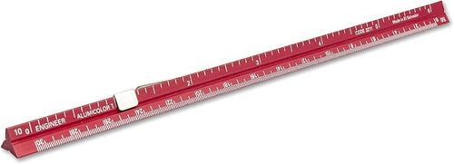 Alumicolor Aluminum Engineer Pocket Scale With Clip, 6IN, Red by Alumicolor
