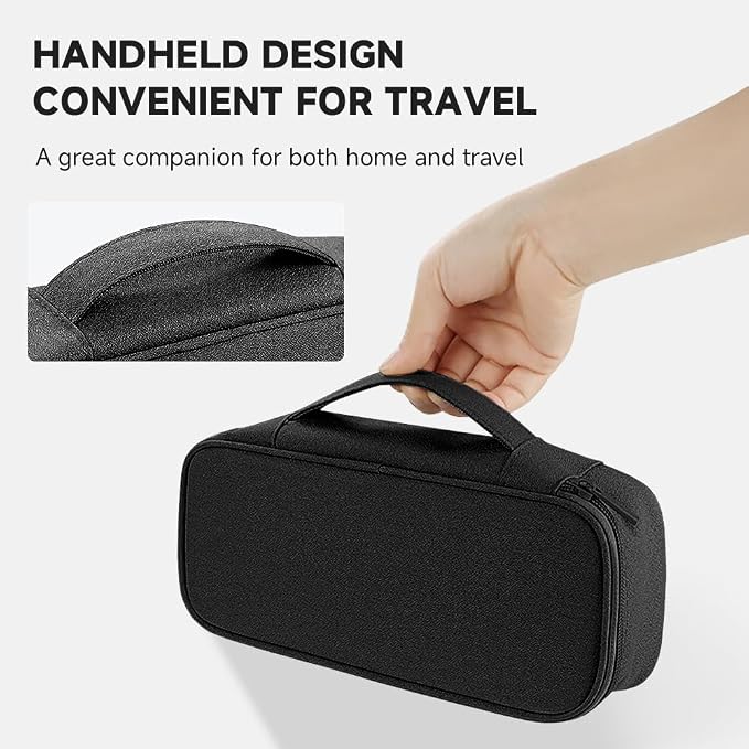 Teskyer Tech Organizer Pouch with Handle, Black | Water-Resistant Fabric, Adjustable Dividers, Multiple Compartments, Protective Lining, Travel and Office Use - Image 6