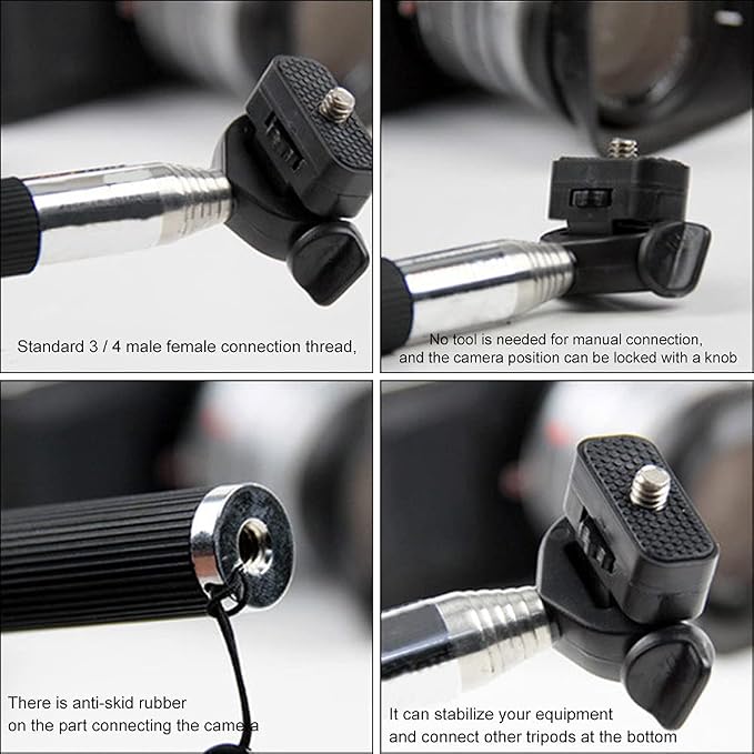 Extendable 37 Inch Selfie Stick Camera Tripod Stand, Lightweight Photography Accessory Universal 360 Rotation Tripod Bracket Durable & Adjustable for Travel, Sports & Vlogging - Image 6