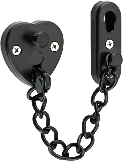 Alise Door Chain Lock, Matte Black Adjustable Child Proof Security Door Lock for Apartment | Stainless Steel Chain Door Lock,Heart-Shaped Design Press-To-Unlock Heavy Duty Chain Lock For Barn Bedroom & Travel by Alise