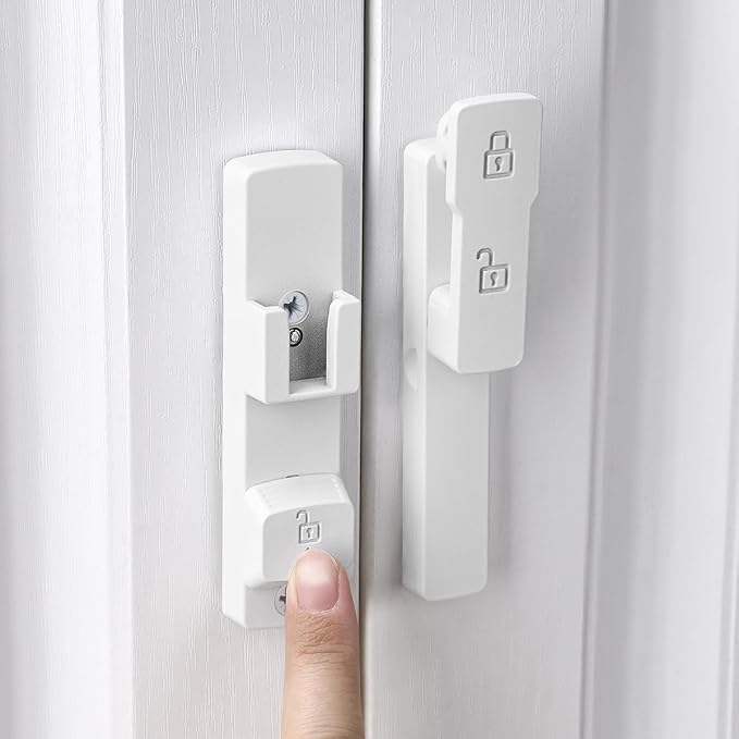 White 180 Degree Barn Door Lock,Flip Gate Latches Hardware | Zinc Alloy Door Lock,Sliding Door Latches,for bedroom,drawer,pet enclosures,cabinet,garage,window - Image 8