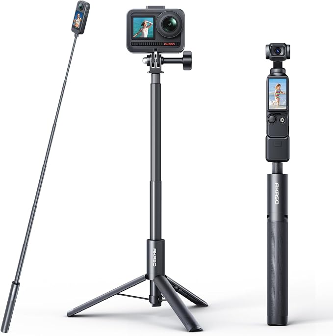 AKASO 47.2"/120cm Invisible Selfie Stick Tripod for 360 Action Camera | Compatible with Insta360 X5 X4, DJI Action Osmo 360 Pocket 3, GoPro, AKASO 360/EK7000/EK7000 Pro, Brave 4/7 LE Action Camera by AKASO
