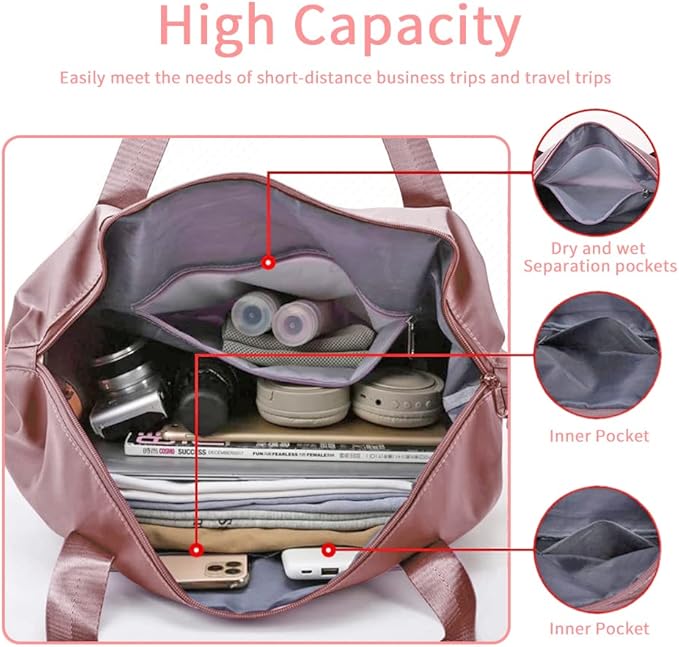 Large Capacity Foldable Travel Bag | Expandable Portable Carry on Bag Dry&Wet Separation Sports Duffel Bag - Image 4