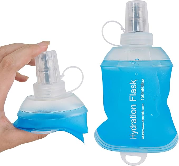 150ML Soft Flask, TPU Collapsible Soft Water Bottle for Hydration Pack, Running Vest, Leak-Proof Folding Water Bottle for Hiking Cycling Climbing Jogging- 1Pcs, Blue by Unknown