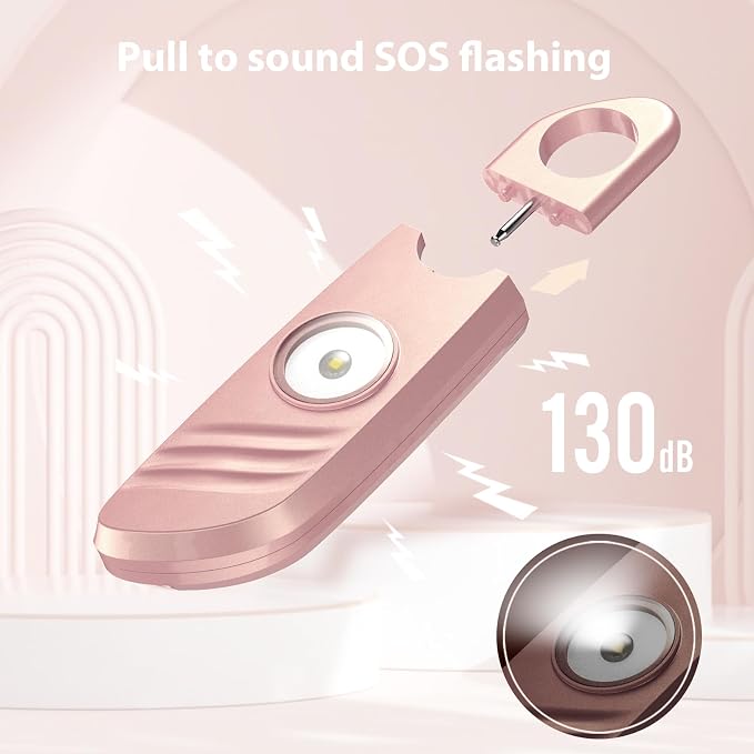 Personal Safety Alarm - 2 Pack, 140db Siren, Powerful Safe Sound, Personal Alarm with Strobe Light and Convenient Copper Ring Keychain - Image 2